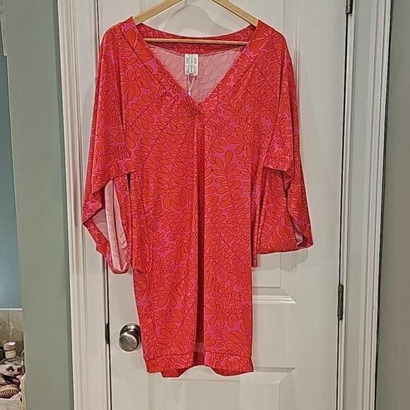 Trina Turk Pink Trellis Swim Tunic - Size L - Picture 5 of 9